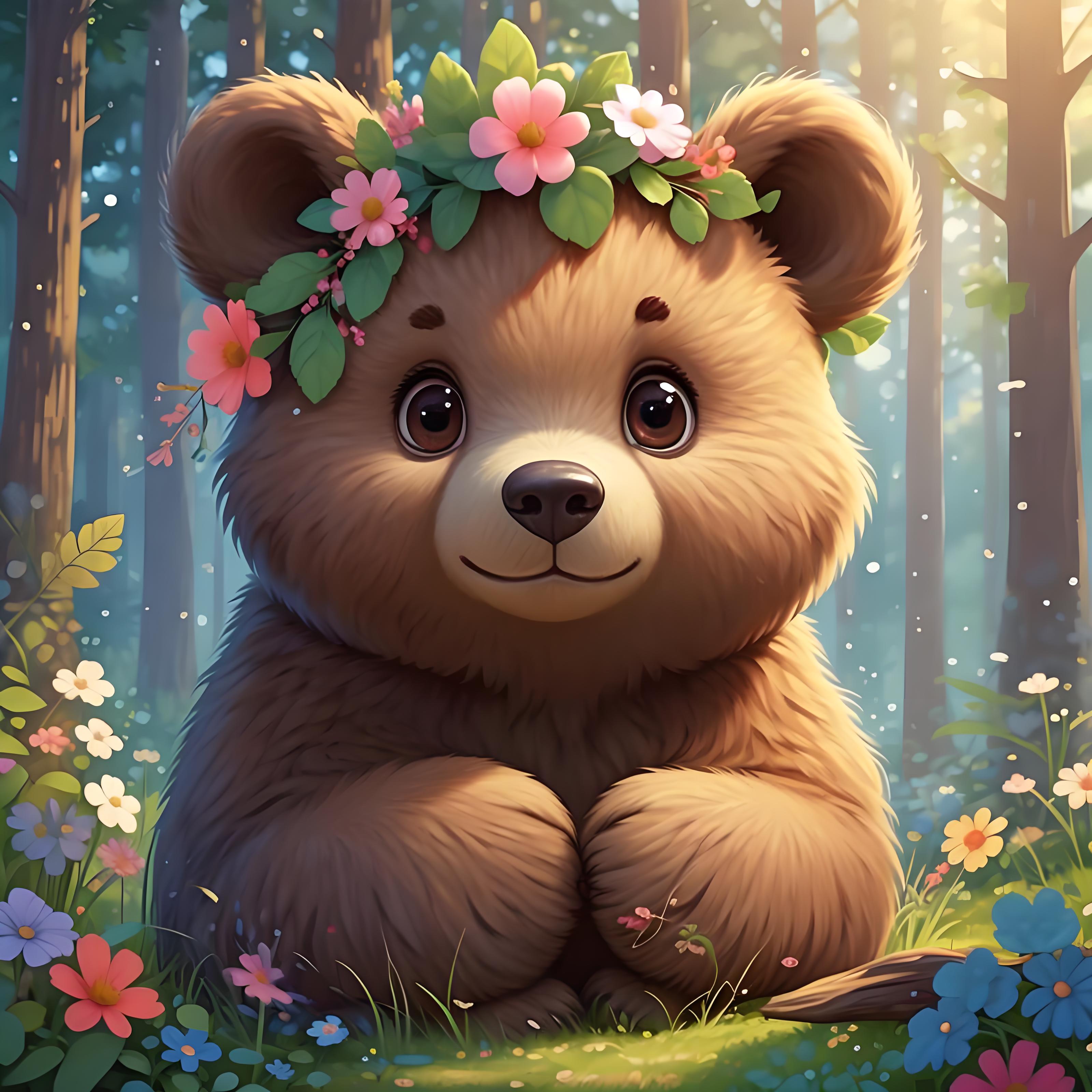 小熊，挂满绿灯笼的院子